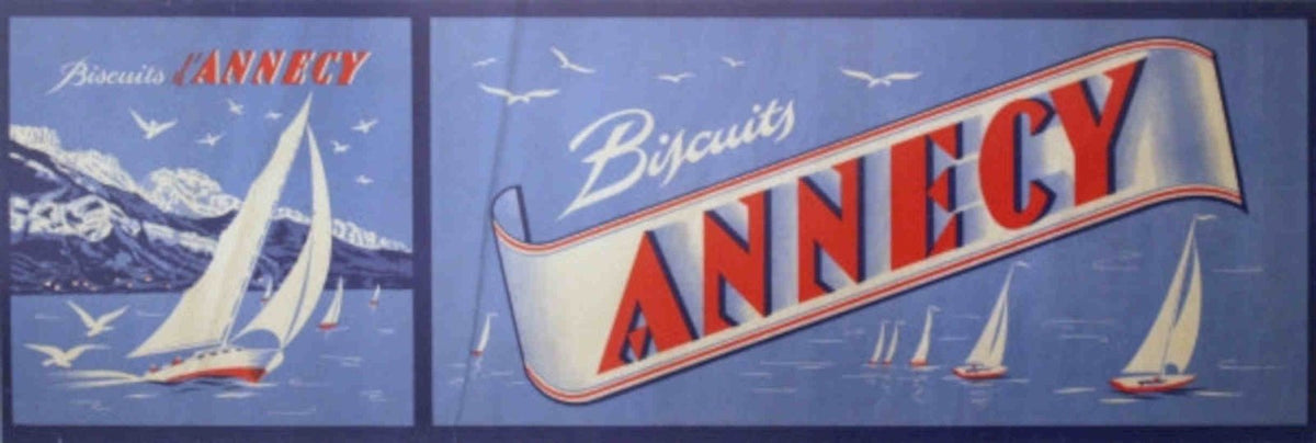 Biscuits Annecy Sailboats Vintage Retro Advert Poster A4 Photo Print