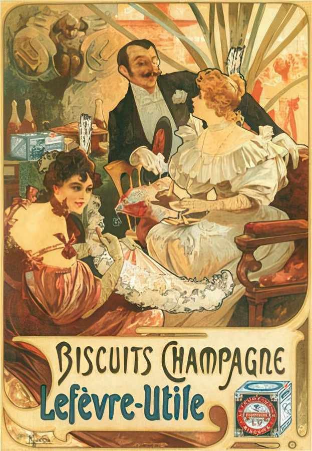 Biscuits Champag Vintage Advert A4 Photo Print