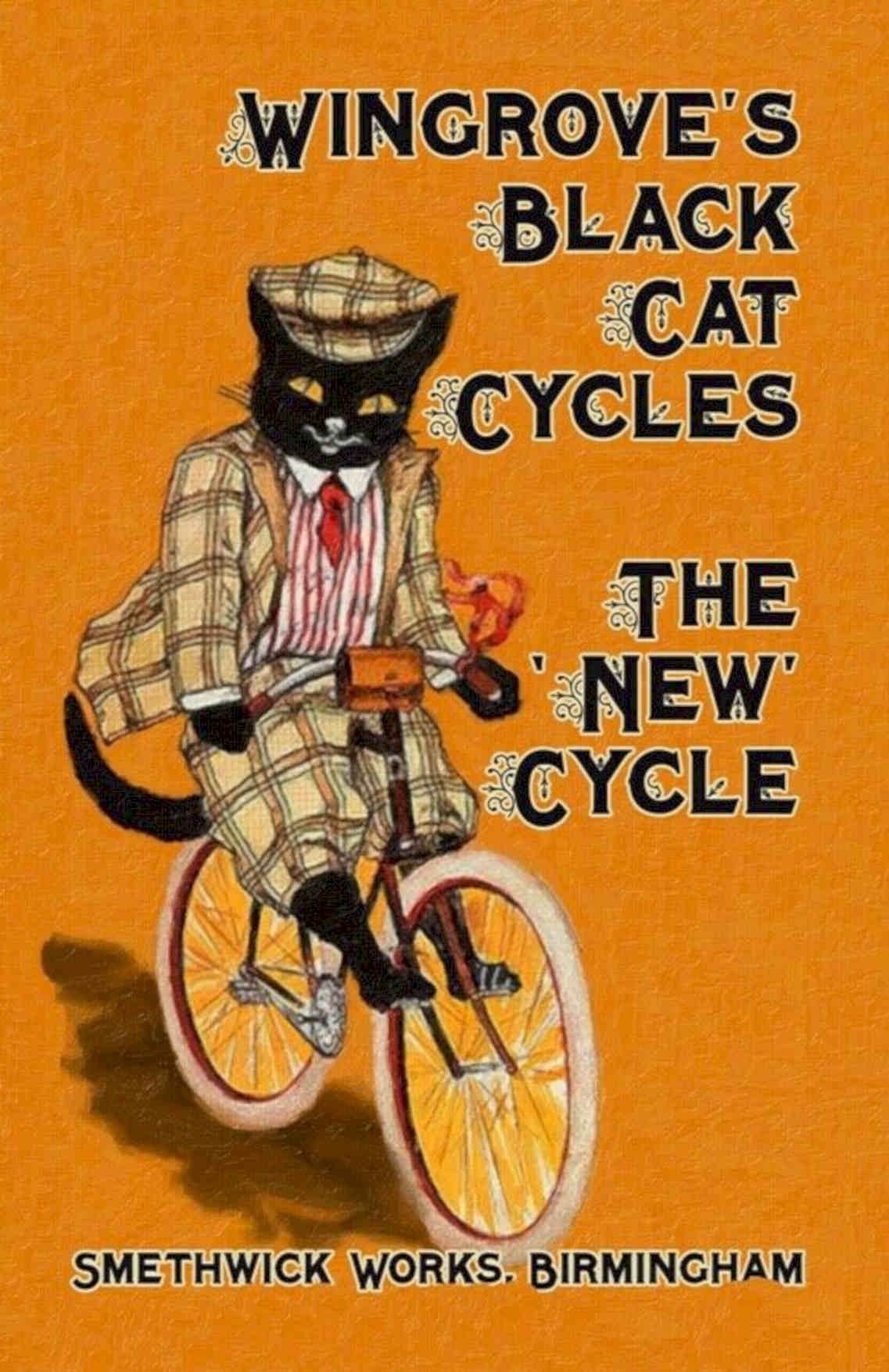 Black Cat Cycles Vintage Retro Advert Poster A4 Photo Print