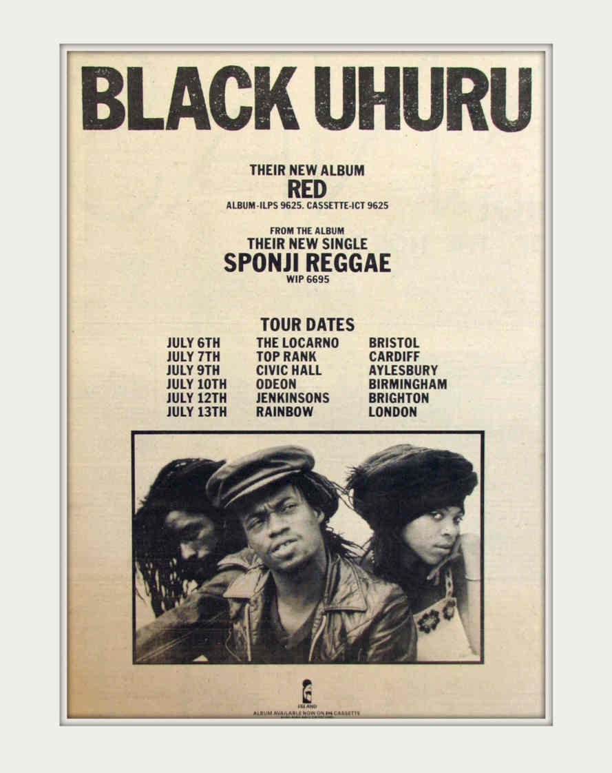 Black Uhuru Red Vintage Retro Advert Poster A4 Photo Print