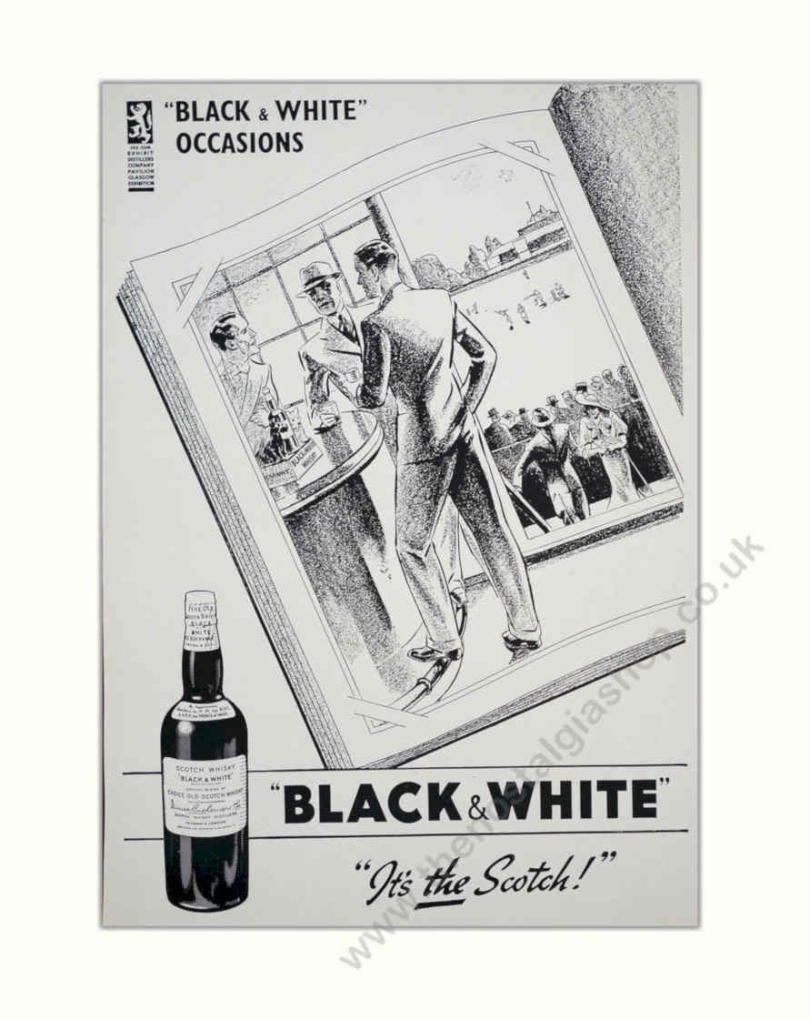 Black White Scotch 3 Vintage Retro Advert Poster A4 Photo Print