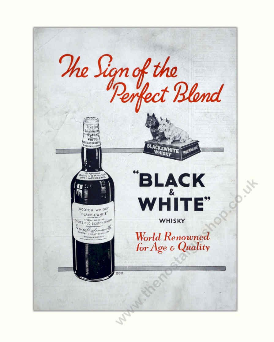 Black White Whisky Vintage Retro Advert Poster A4 Photo Print 2