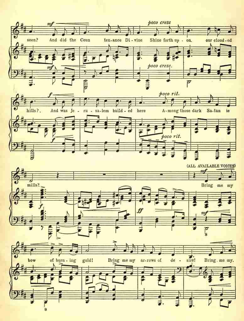 Blake & Parry 1848 1918 News Chronicle Song Book nd Jerusalem 2 A4 Photo Print
