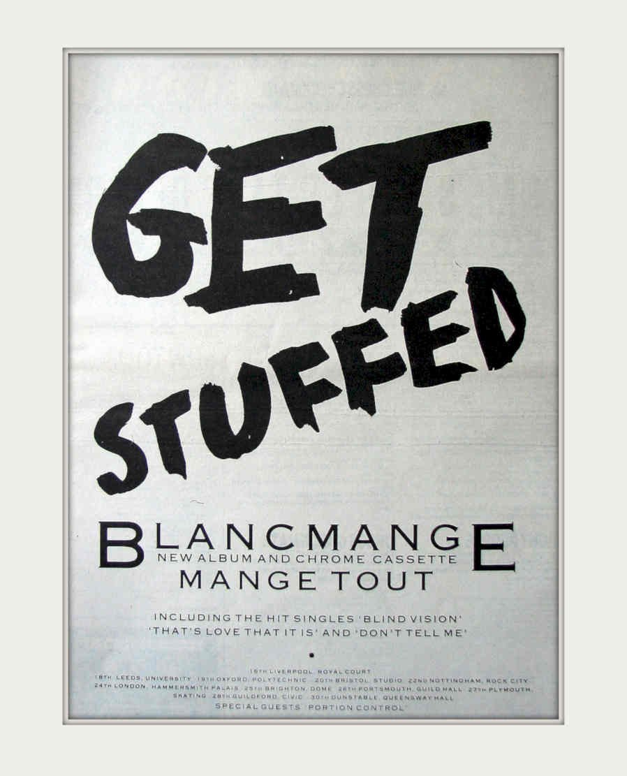 Blancmange Get Stuffed Vintage Retro Advert Poster A4 Photo Print