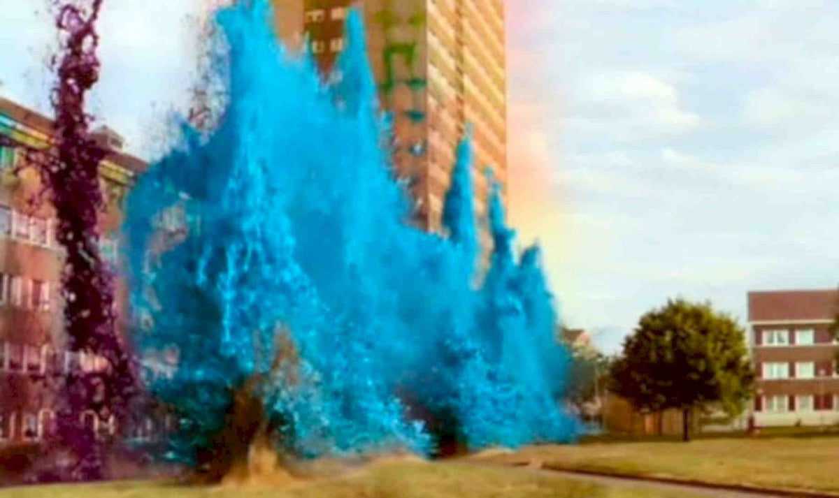 Blue Explosion Building Vintage Retro Advert Poster A4 Photo Print