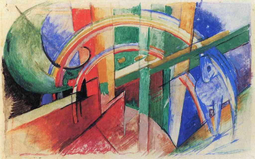 Blue Horse With Rainbow Franz Marc Abstract Art A4 Photo Print
