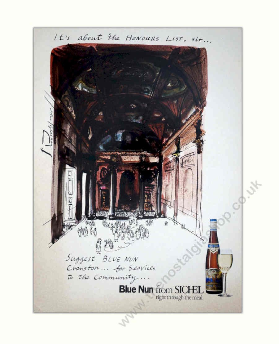 Blue Nun Cranston Vintage Retro Advert Poster A4 Photo Print