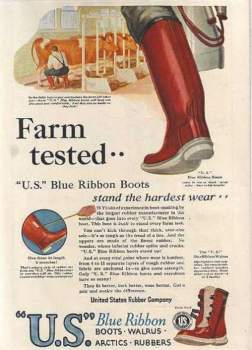 Blue Ribbon Boots Vintage Retro Advert Ads A4 Photo Print
