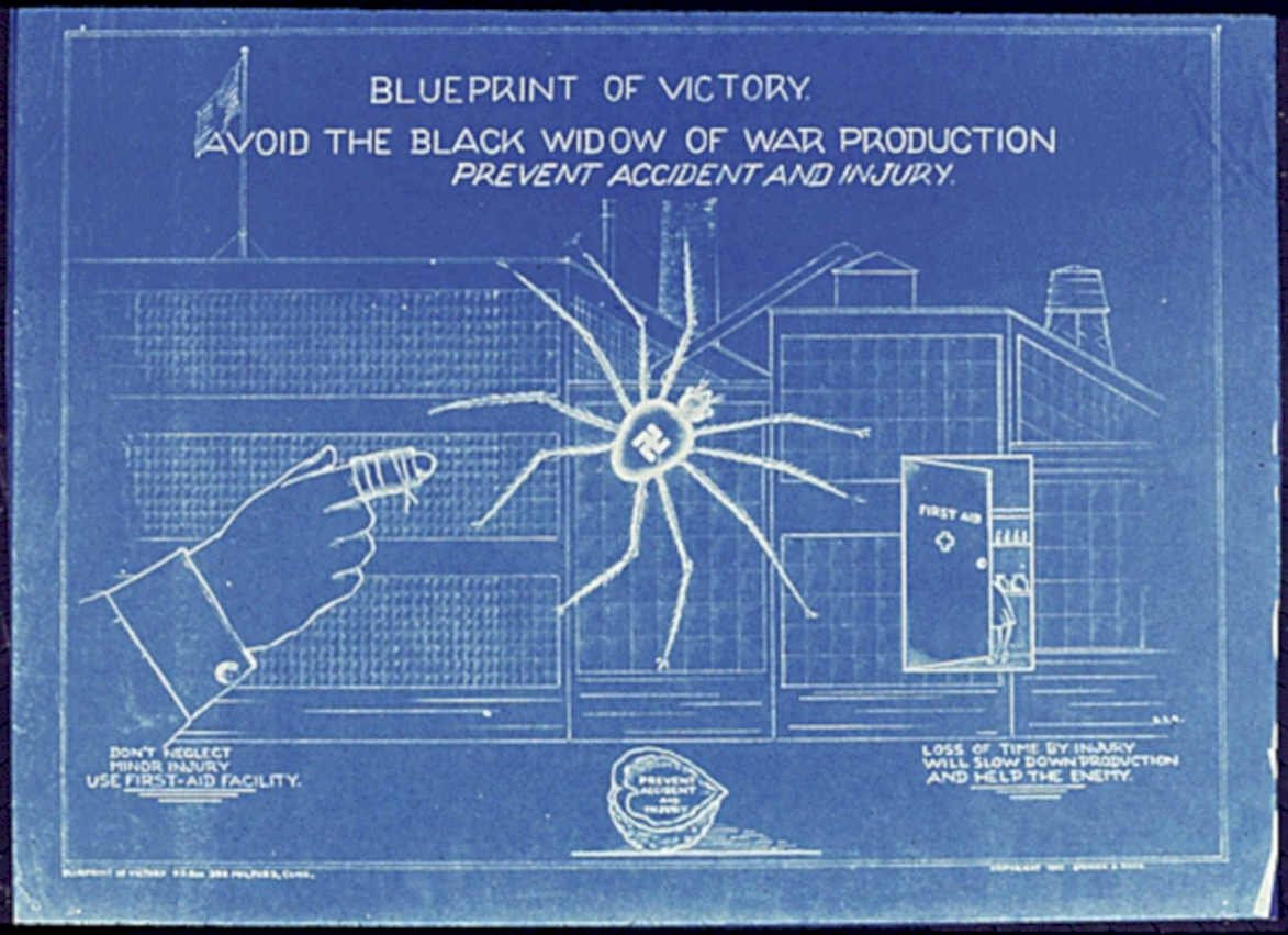 Blue Spider Blueprint Vintage Retro Advert Poster A4 Photo Print