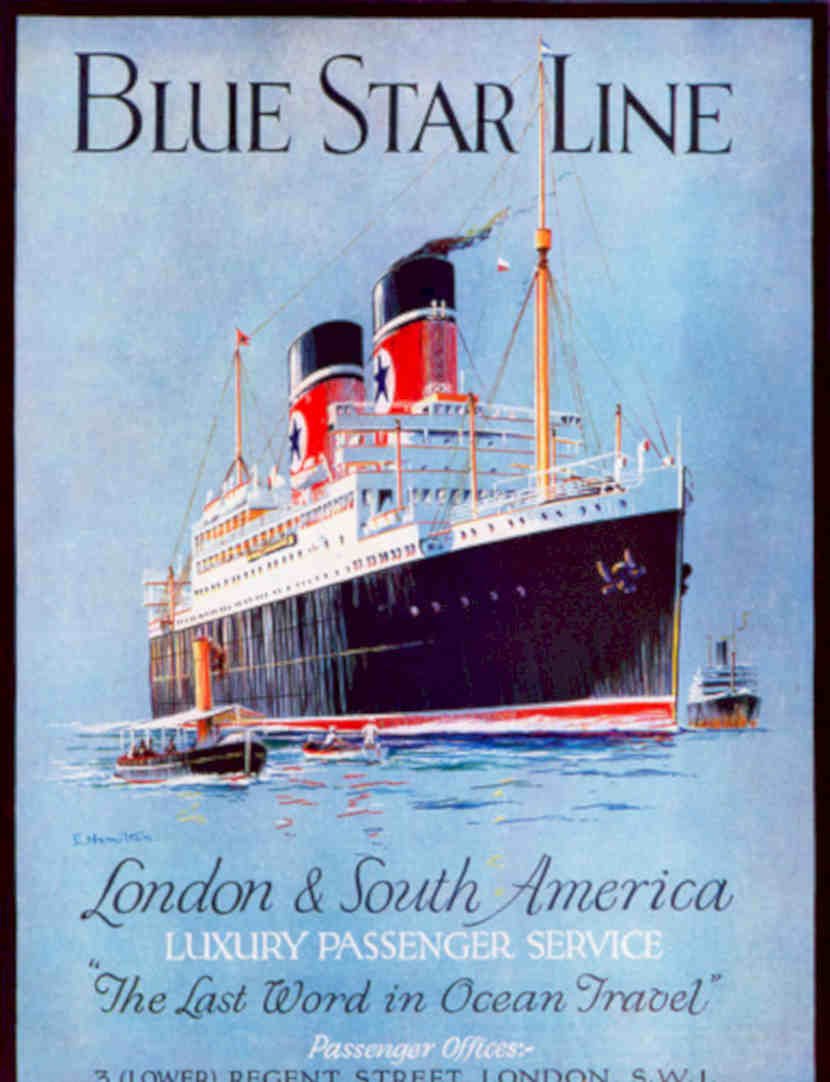 Blue Star Line Vintage Retro Advert Poster A4 Photo Print