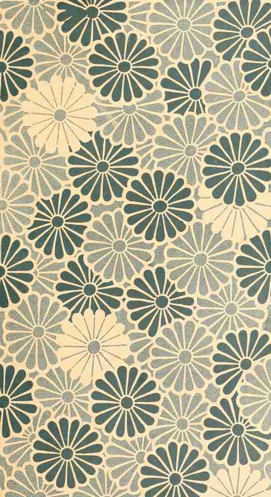 Blue floral Artistic Japan 1891 A4 Photo Print