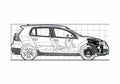 Blueprint 1K) 5 door Hatchback 2007 A4 Photo Print