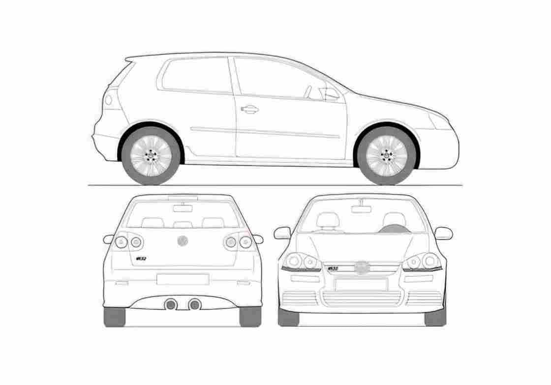 Blueprint 1K) R32 3 door Hatchback 2008 A4 Photo Print
