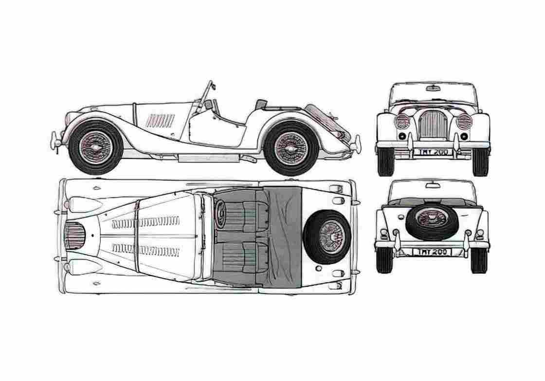 Blueprint 2 Cabriolet 1955 A4 Photo Print
