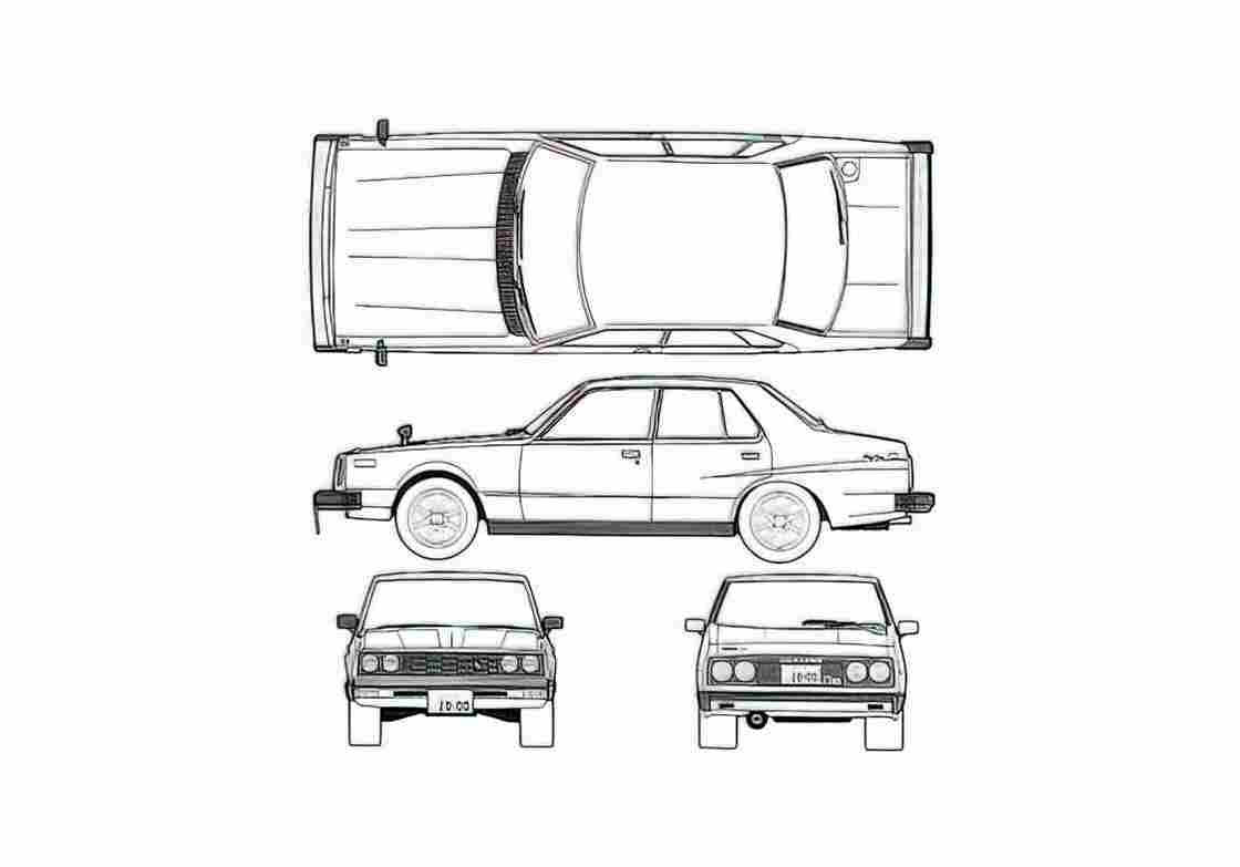 Blueprint 240K 2000GT ES C210 Sedan 1979 A4 Photo Print