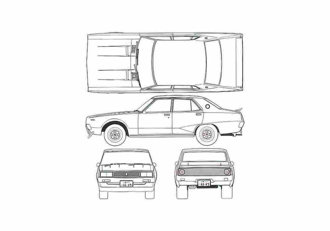 Blueprint 240K C110 Sedan 1972 A4 Photo Print