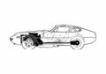 Blueprint 4 Daytona Coupe 1968 A4 Photo Print