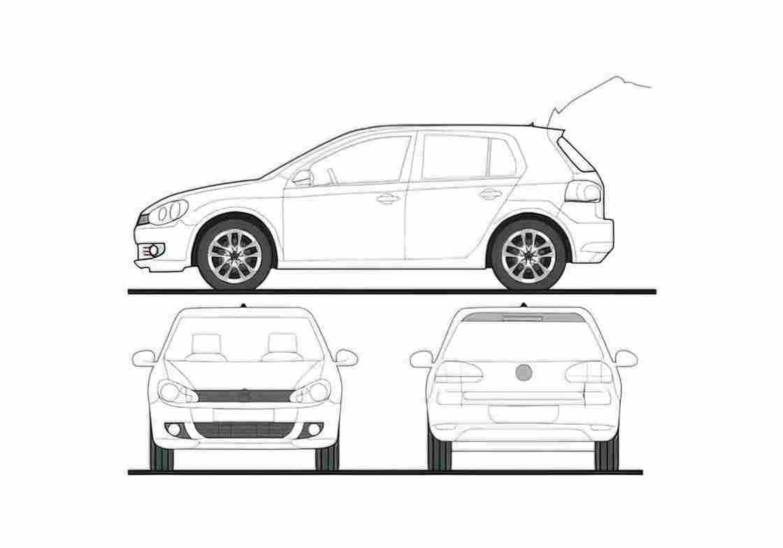 Blueprint 5K) 5 door Hatchback 2009 A4 Photo Print