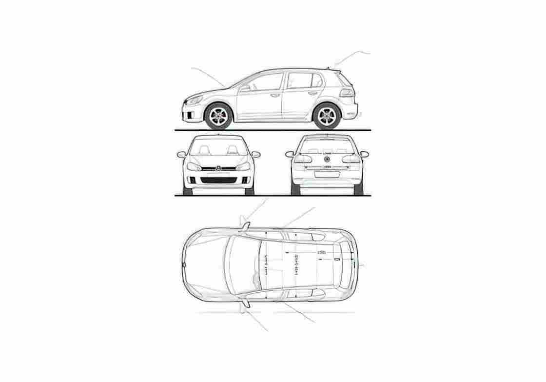Blueprint 5K) GTI 5 door Hatchback 2009 A4 Photo Print