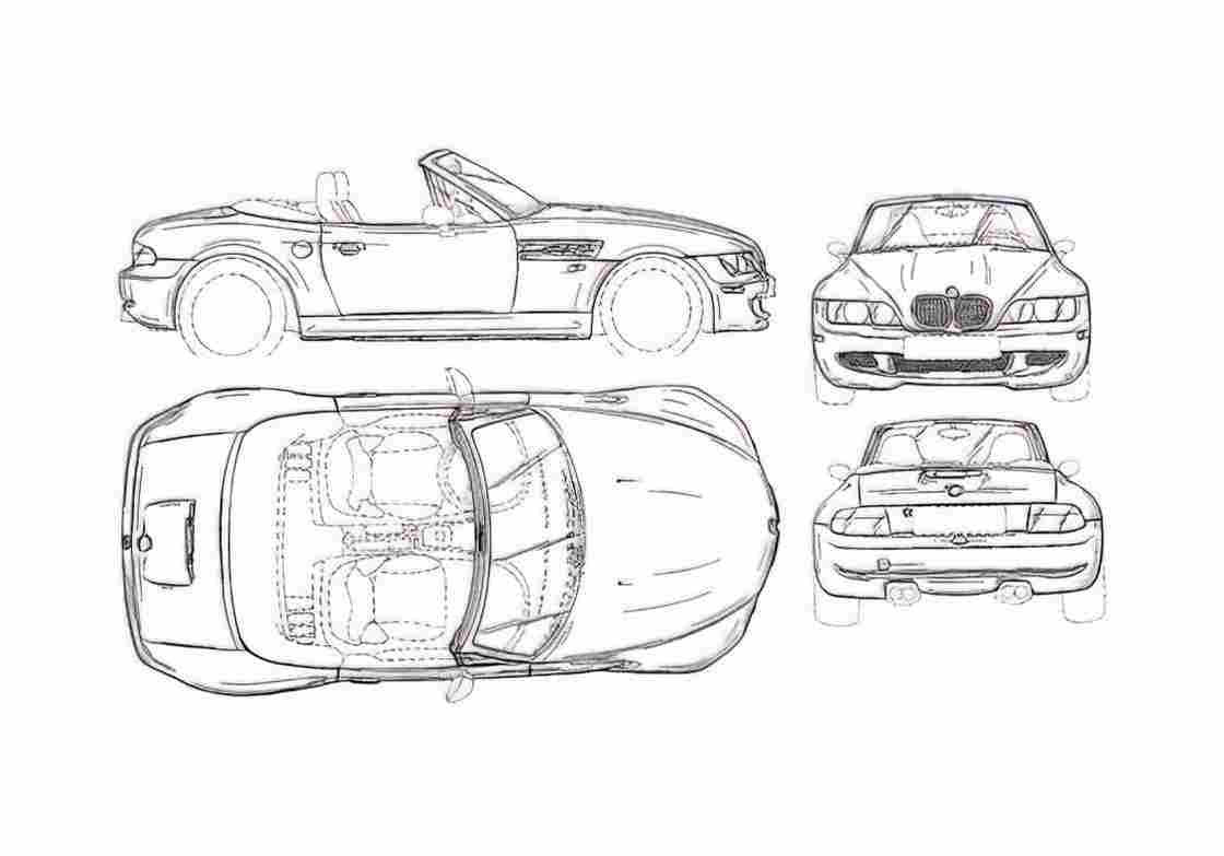 Blueprint 7 Cabriolet 1996 A4 Photo Print
