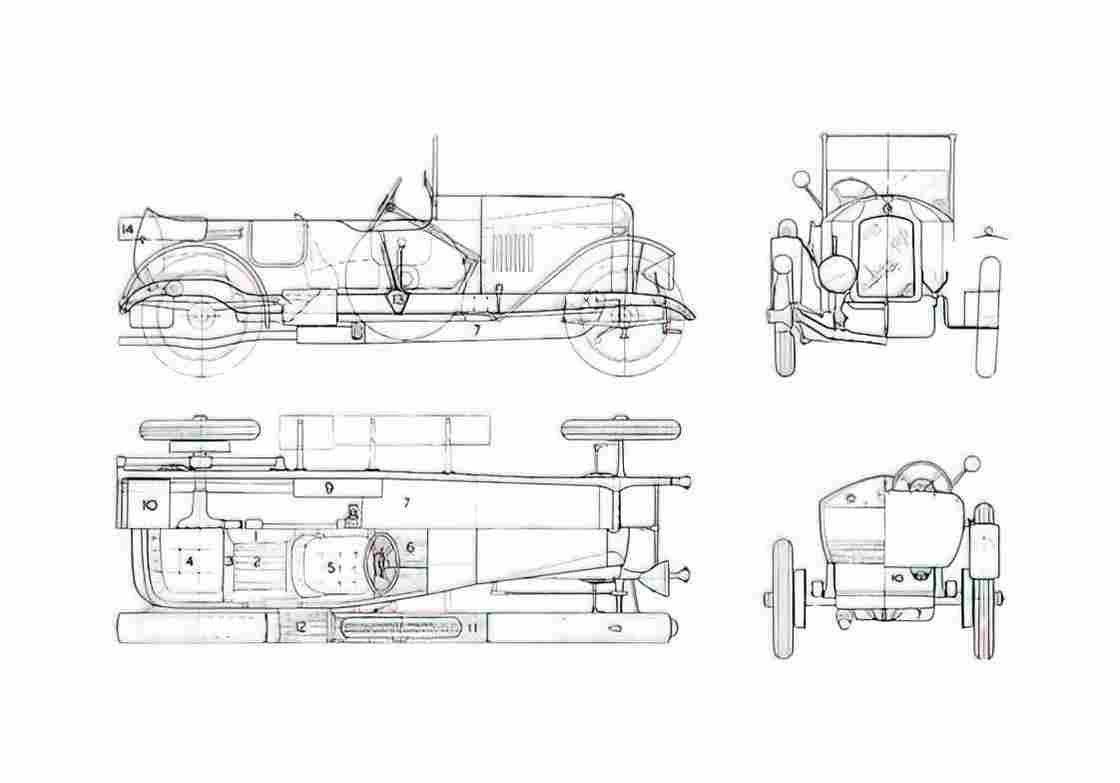 Blueprint 98 E Type Cabriolet 1924 A4 Photo Print