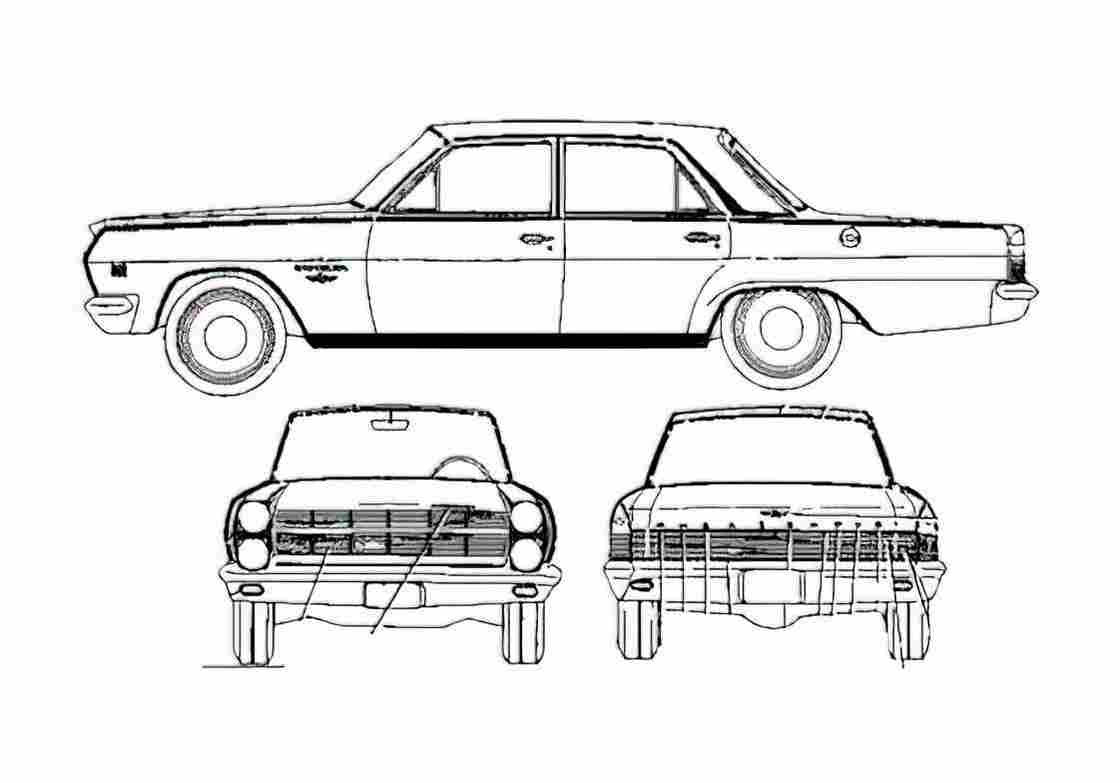 Blueprint AMC Rambler Ambassador 880 4 Door Sedan 1966) 01 A4 Photo Print
