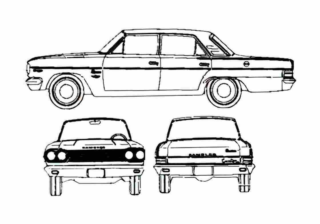 Blueprint AMC Rambler Classic 330 4 Door Sedan 1965) 01 A4 Photo Print