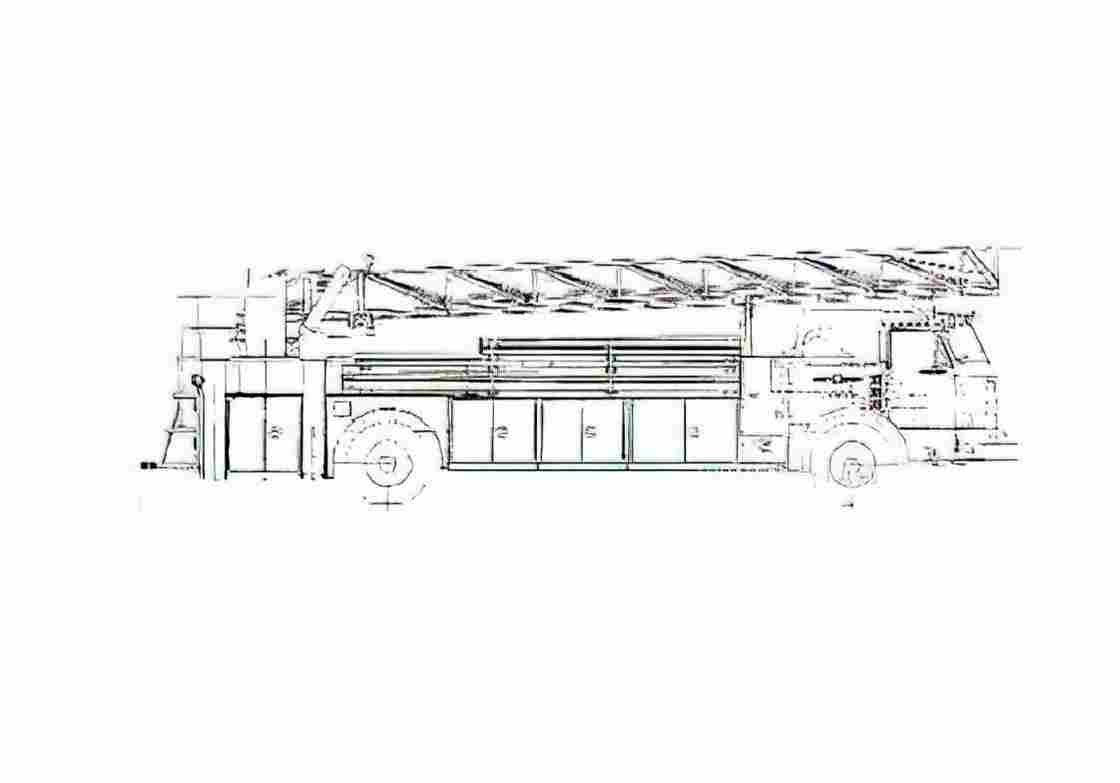 Blueprint American LaFrance Ladder Fire Truck 1981 A4 Photo Print
