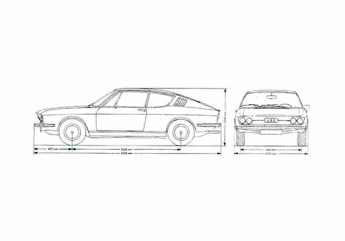 Blueprint Audi 100 C1 Coupe S Coupe 1970 A4 Photo Print