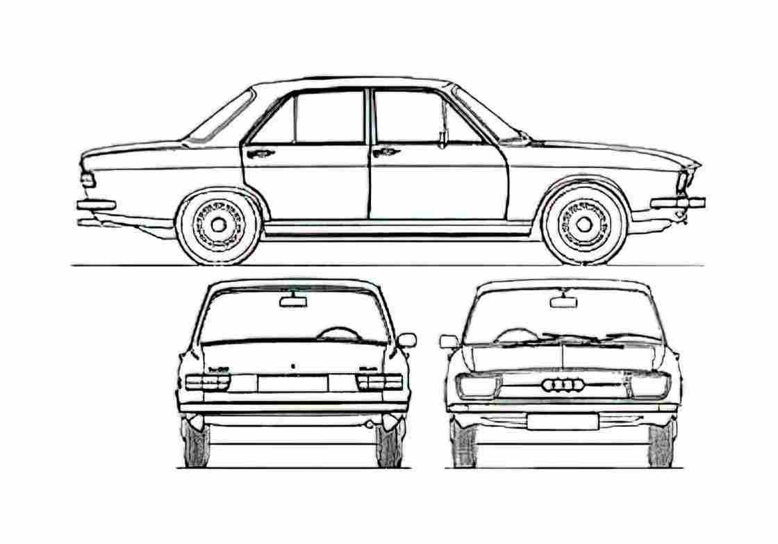 Blueprint Audi 100 C1 LS Sedan 1970 A4 Photo Print