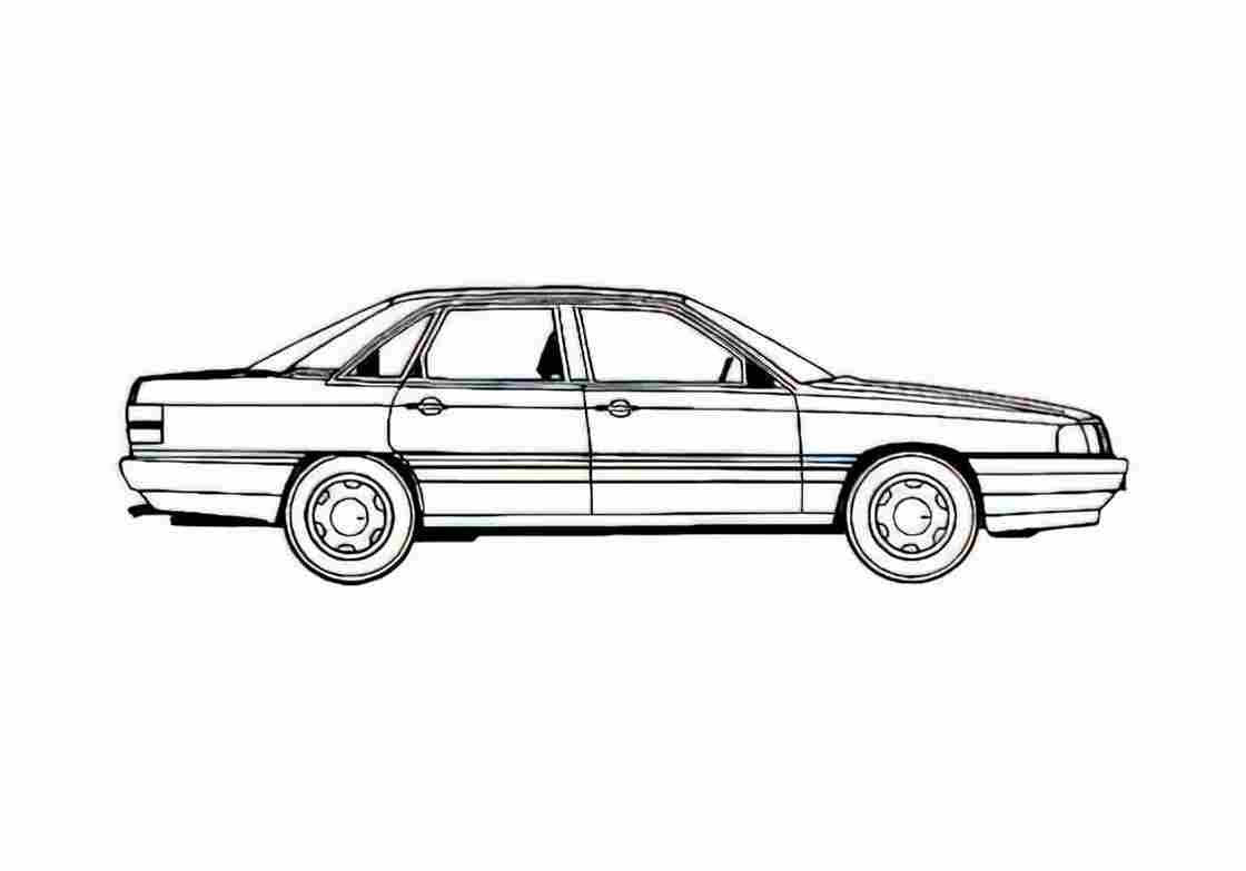 Blueprint Audi 200 Turbo Quattro Sedan 1987 A4 Photo Print