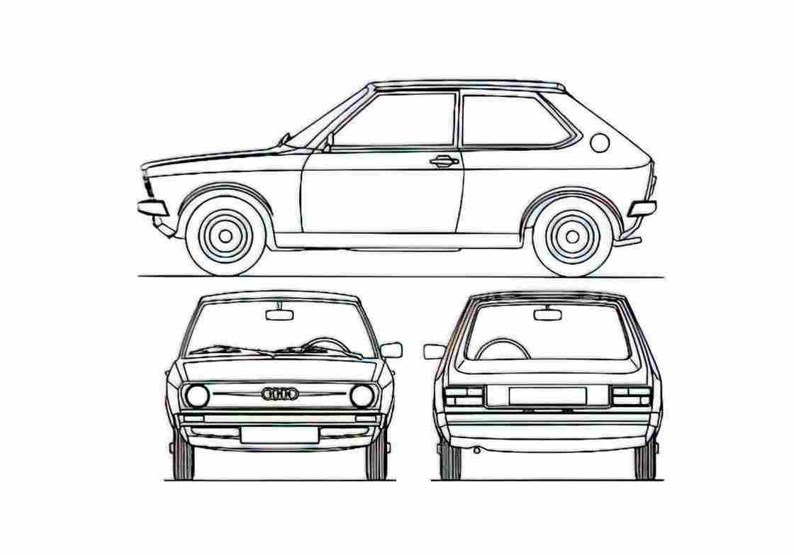 Blueprint Audi 50 Hatchback 1974 A4 Photo Print