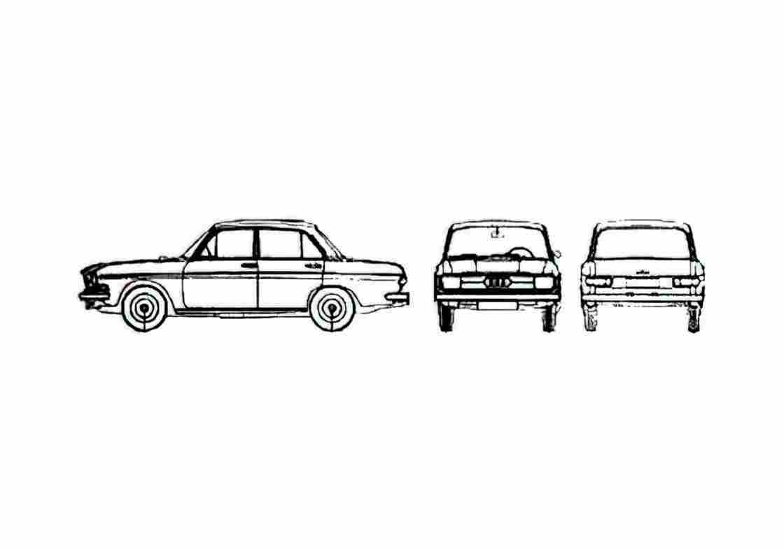 Blueprint Audi 75 Sedan 1969 A4 Photo Print