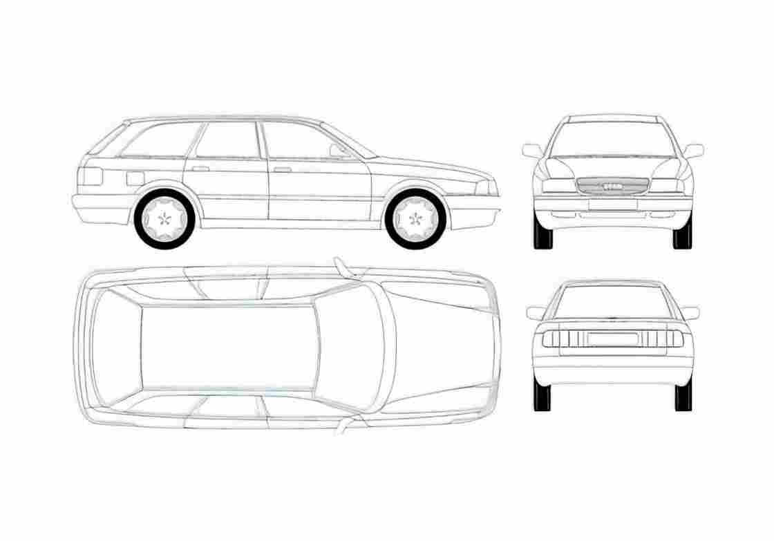 Blueprint Audi 80 B3 Avant Wagon 1987 A4 Photo Print