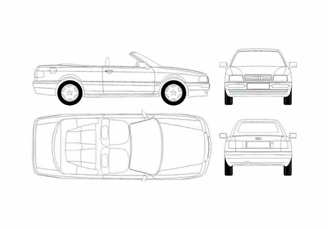 Blueprint Audi 80 B4 Cabriolet 1995 A4 Photo Print