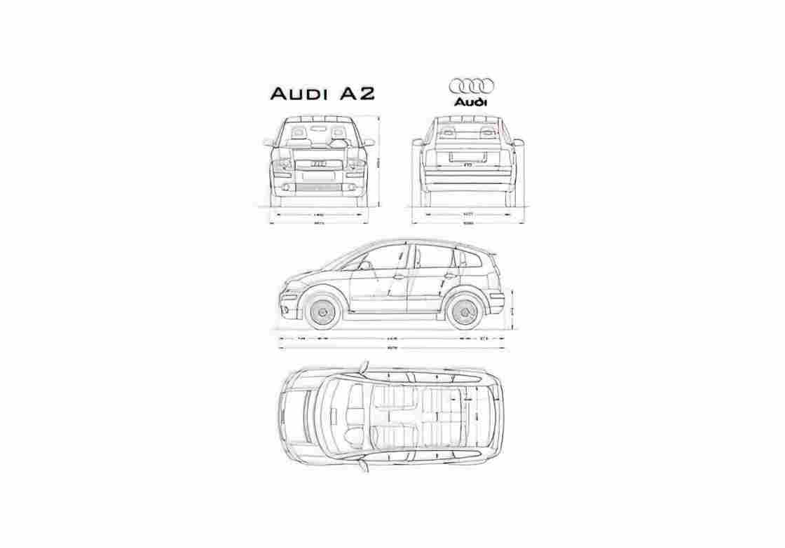Blueprint Audi A2 Hatchback 1999 A4 Photo Print