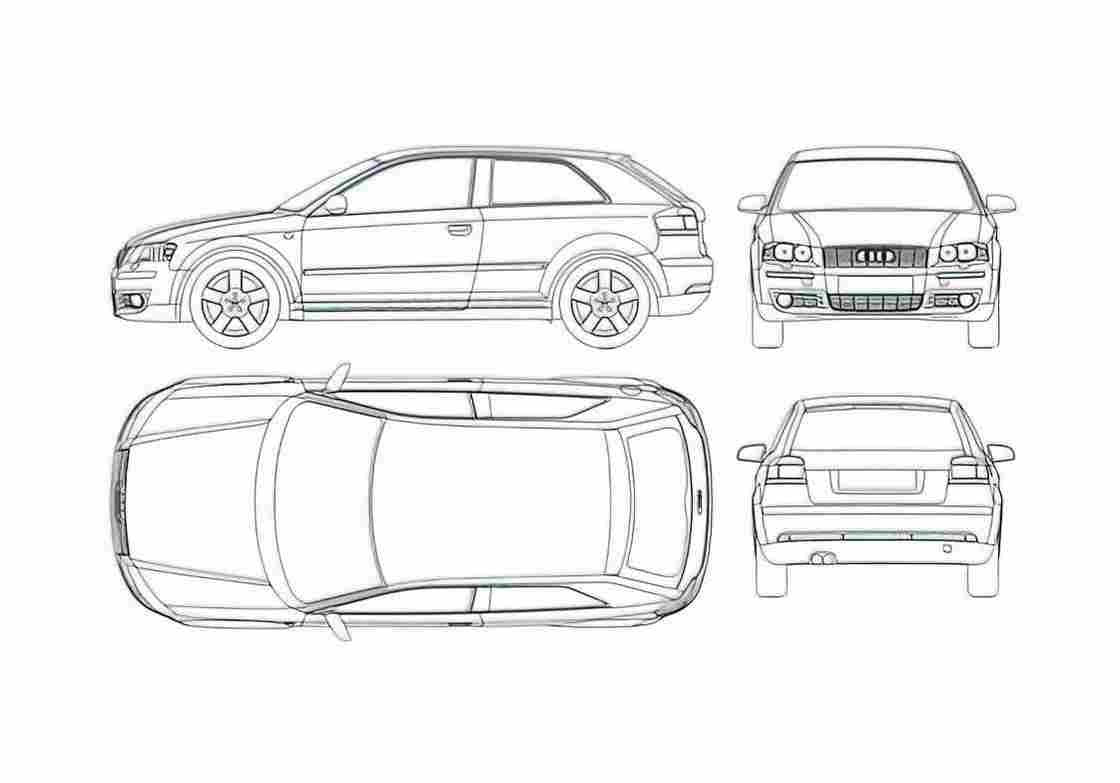 Blueprint Audi A3 Typ 8P) 3 door Hatchback 2003 A4 Photo Print