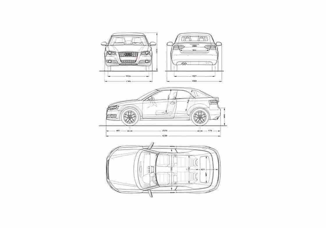 Blueprint Audi A3 Typ 8P) Cabriolet 2009 A4 Photo Print
