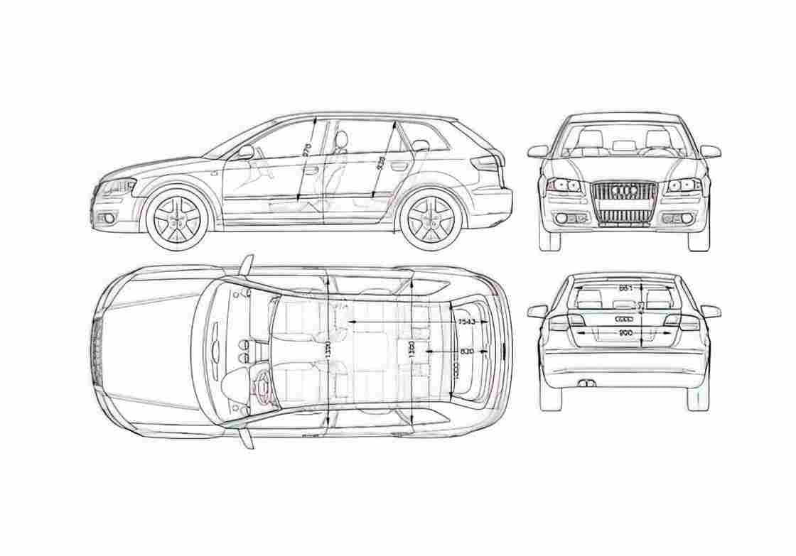 Blueprint Audi A3 Typ 8P) Sportback 5 door Hatchback 2005 A4 Photo Print