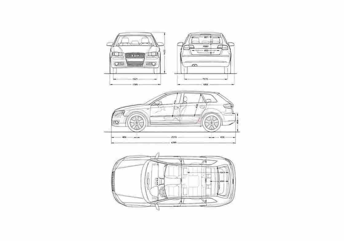Blueprint Audi A3 Typ 8P) Sportback Hatchback 2008 A4 Photo Print