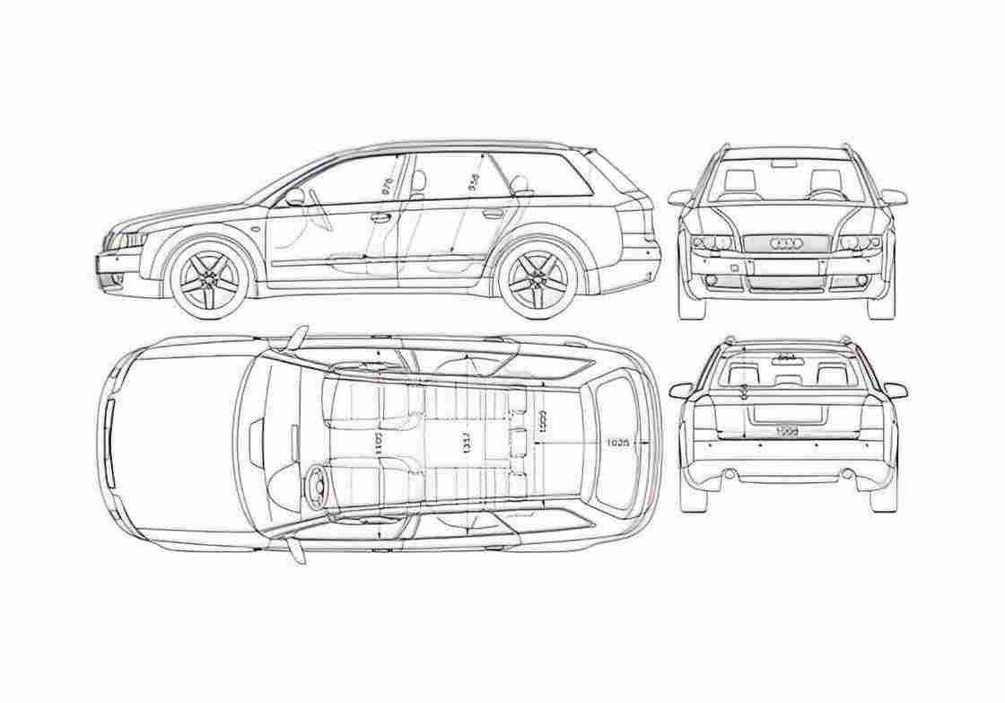 Blueprint Audi A4 B6 Typ 8E) Avant Wagon 2004 A4 Photo Print