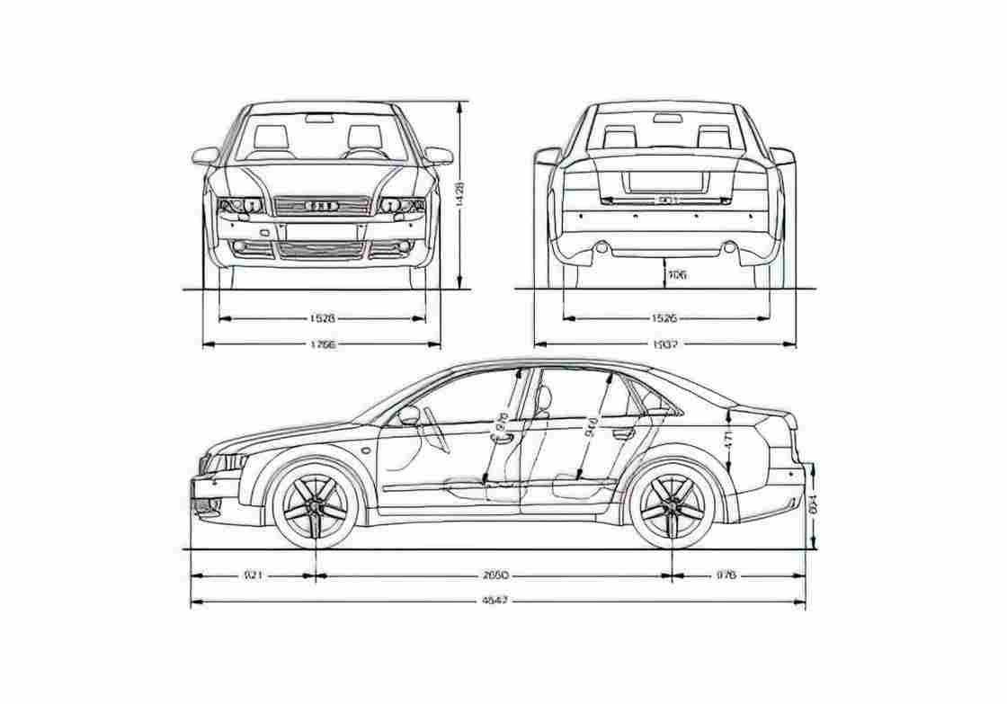 Blueprint Audi A4 B6 Typ 8E) Limousine Sedan 2002 A4 Photo Print