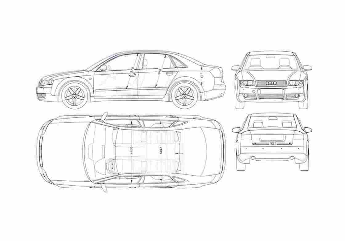 Blueprint Audi A4 B6 Typ 8E) Sedan 2004 A4 Photo Print