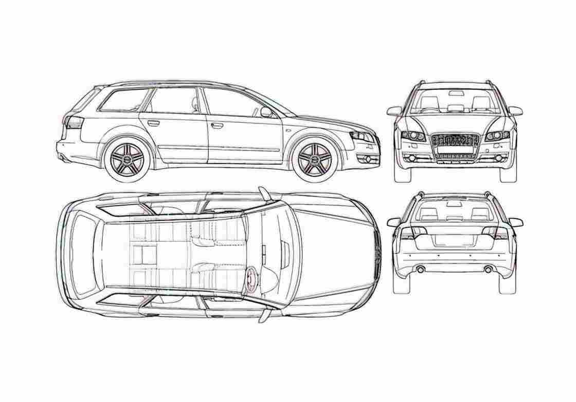 Blueprint Audi A4 Typ 8E) Avant Wagon 2008 A4 Photo Print
