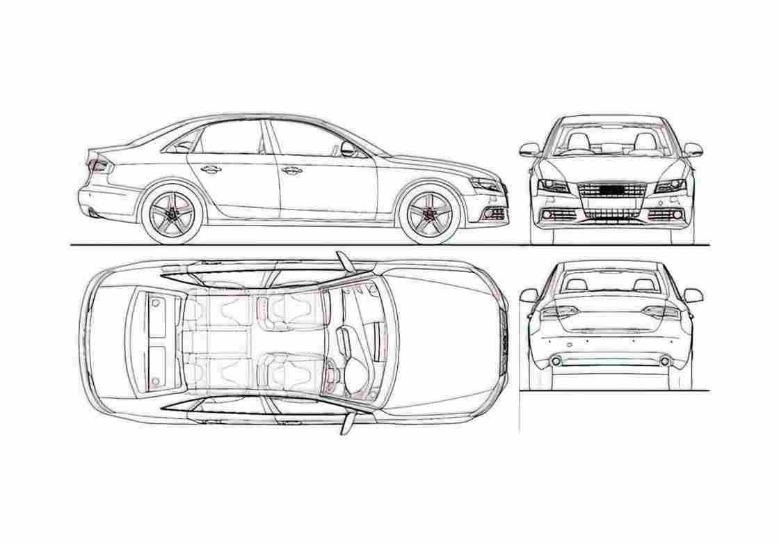 Blueprint Audi A4 Typ 8E) Sedan 2009 A4 Photo Print