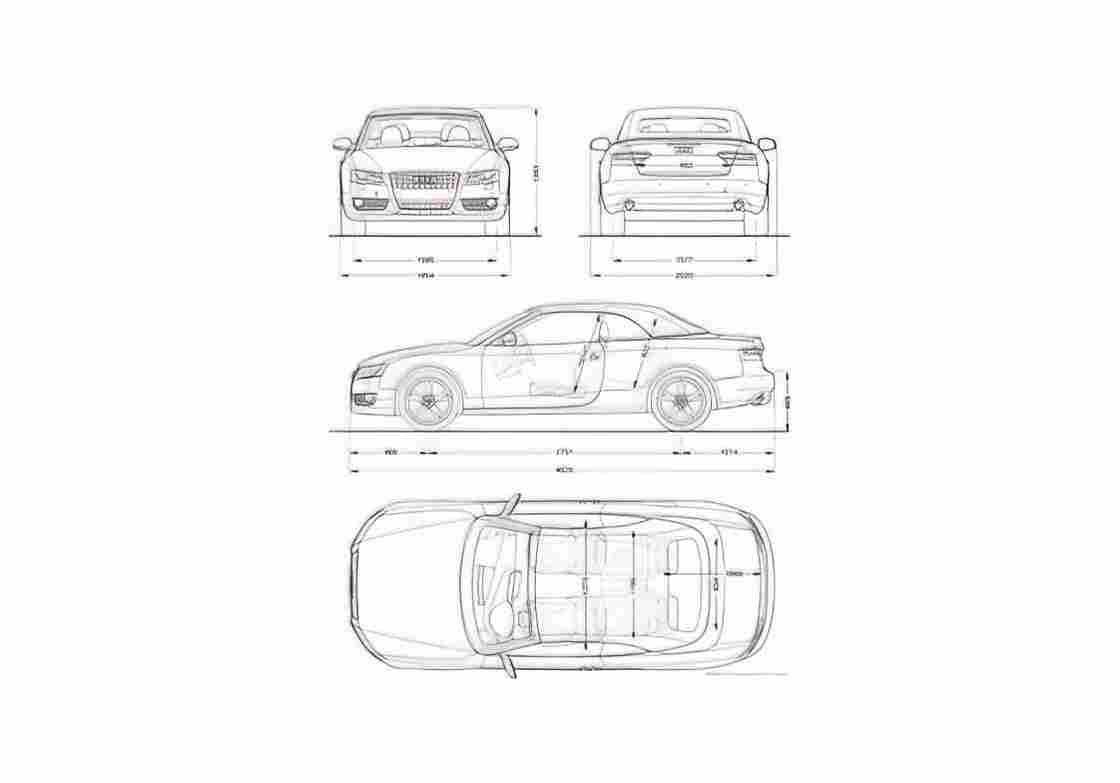 Blueprint Audi A5 Cabriolet 2010 A4 Photo Print