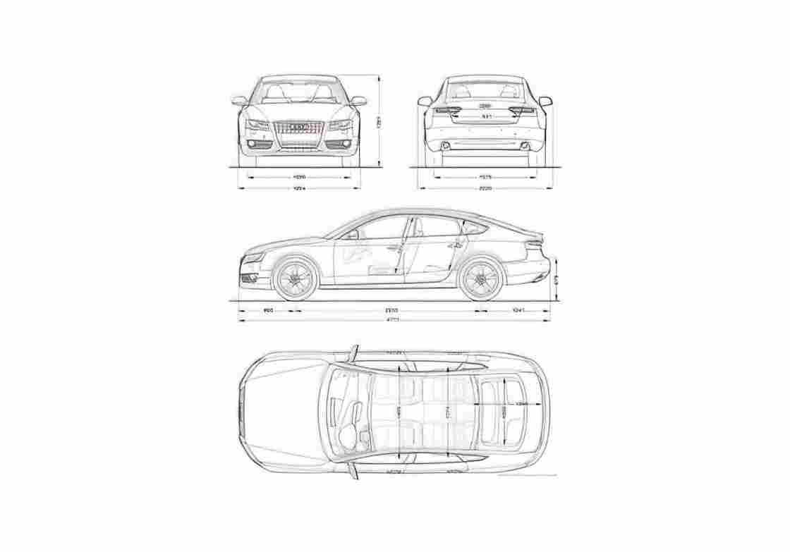 Blueprint Audi A5 Sportback Hatchback 2010 A4 Photo Print