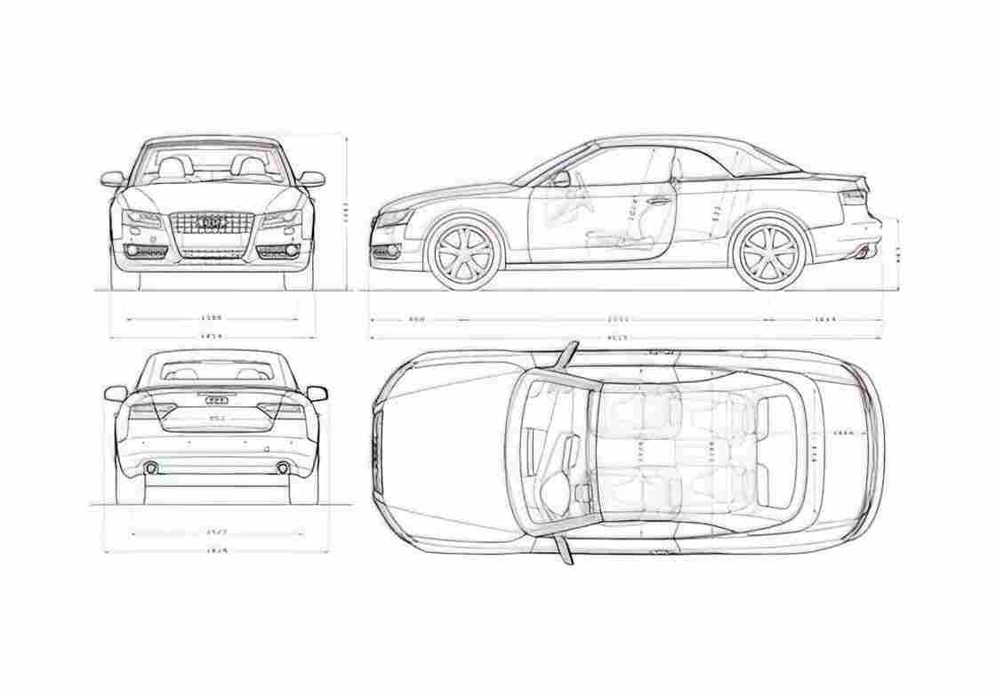 Blueprint Audi A5 Typ 8T) Convertible Cabriolet 2009 A4 Photo Print