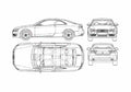 Blueprint Audi A5 Typ 8T) Coupe 2007 A4 Photo Print