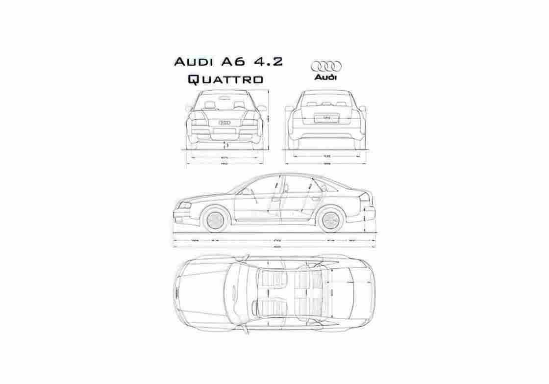 Blueprint Audi A6 C5 Quattro Sedan 1996 A4 Photo Print